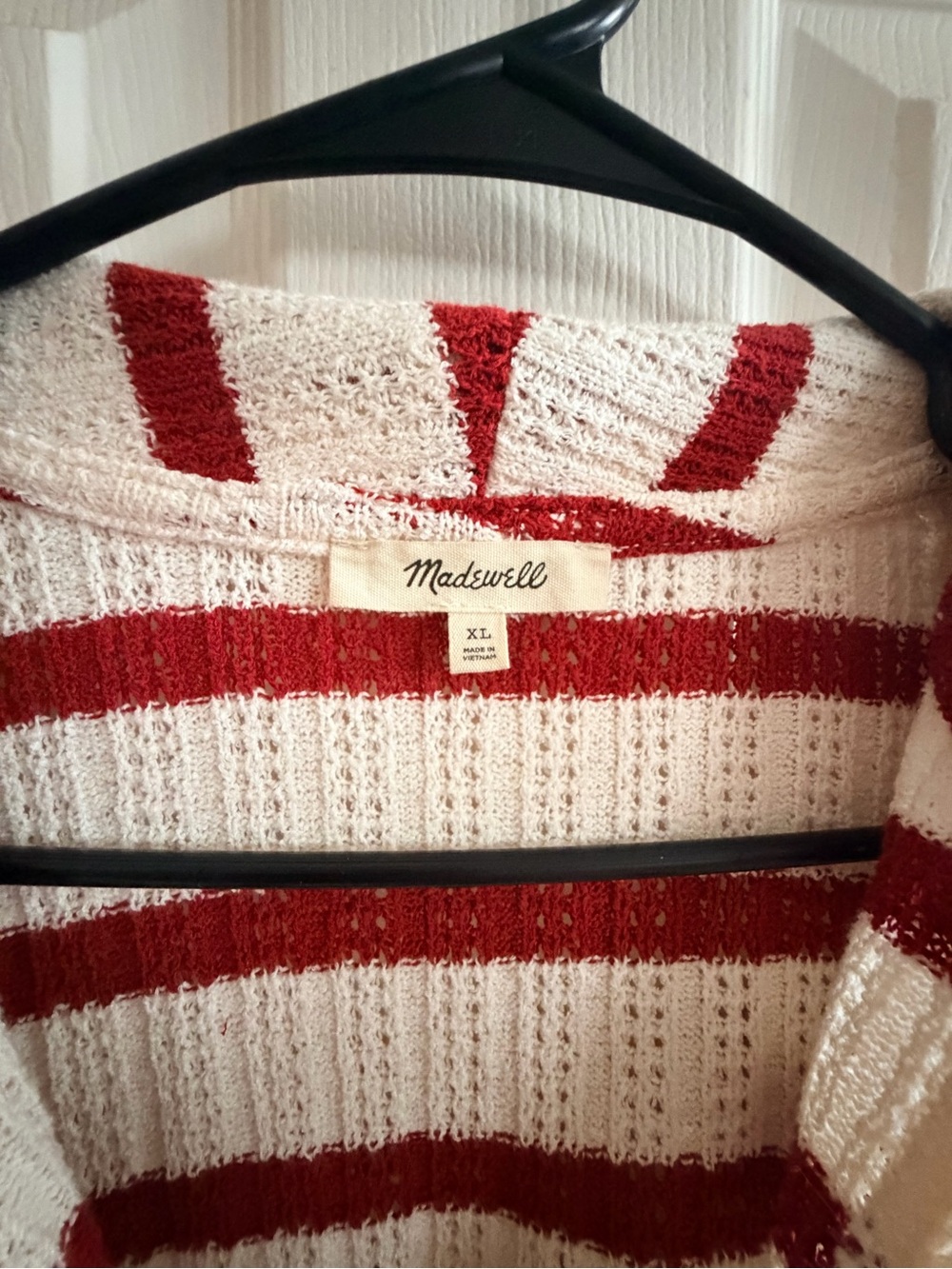 Madewell Red and Cream Short-Sleeve Striped Knit Polo - Picture 3 of 5